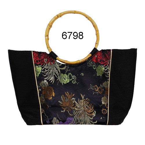 Tasche aus Seide mit Bambushenkel, Handtaschen, Asiatisch, 6798
